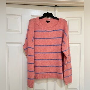 J CREW Alpaca Crewneck Sweater Womens Medium M Pink Blue‎ Striped Cozy Oversized